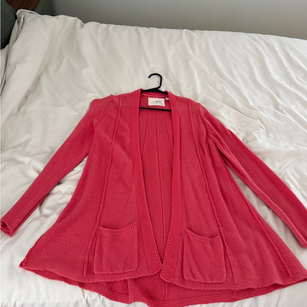 Angel Of The North Coral Open Front Sweater